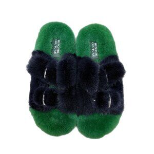 Mink Slide Sandals Shoes - Green Blue